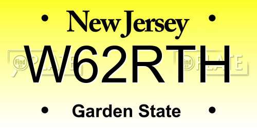W62RTH New Jersey License Plate