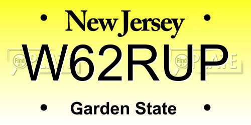 W62RUP New Jersey License Plate