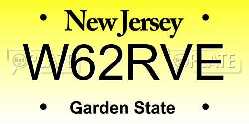 W62RVE New Jersey License Plate