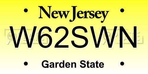 W62SWN New Jersey License Plate
