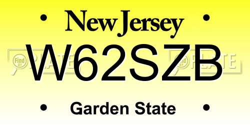 W62SZB New Jersey License Plate