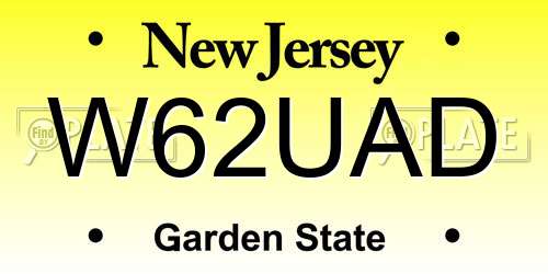 W62UAD New Jersey License Plate
