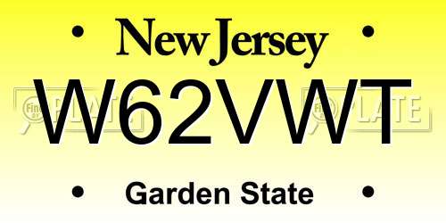 W62VWT New Jersey License Plate