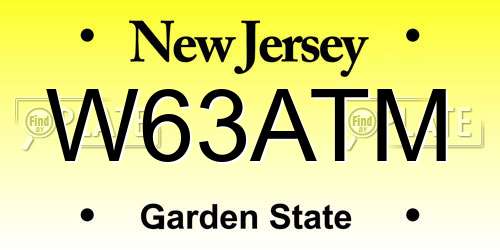 W63ATM New Jersey License Plate