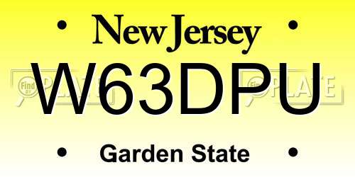 W63DPU New Jersey License Plate