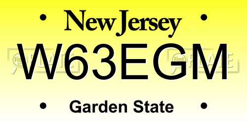 W63EGM New Jersey License Plate