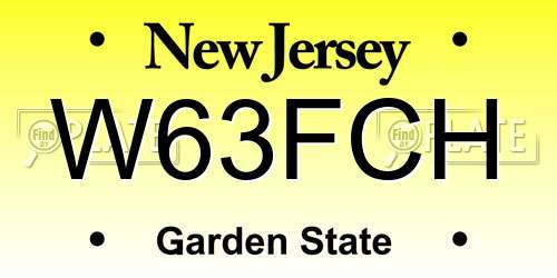 W63FCH New Jersey License Plate