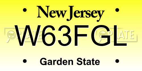 W63FGL New Jersey License Plate