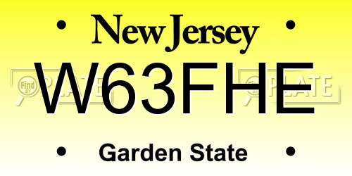 W63FHE New Jersey License Plate