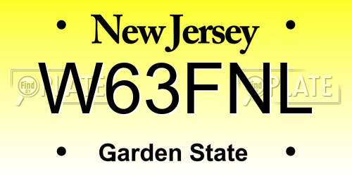W63FNL New Jersey License Plate