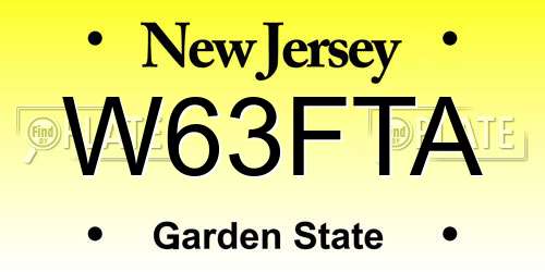 W63FTA New Jersey License Plate