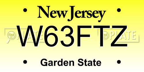 W63FTZ New Jersey License Plate