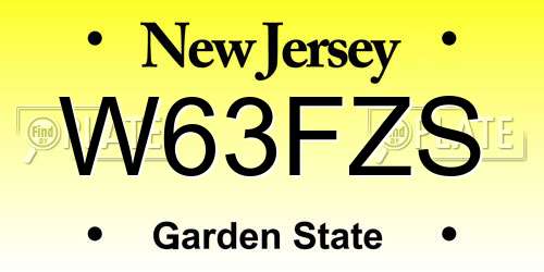 W63FZS New Jersey License Plate