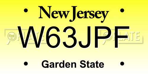 W63JPF New Jersey License Plate