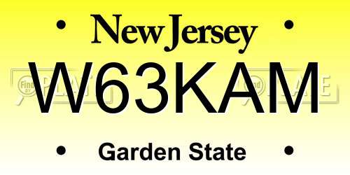 W63KAM New Jersey License Plate