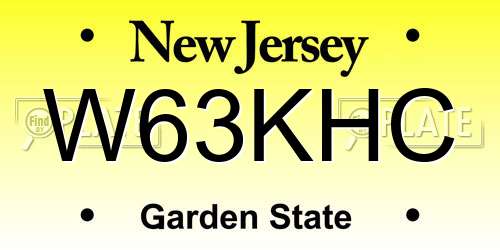W63KHC New Jersey License Plate