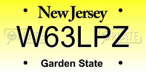 W63LPZ New Jersey License Plate