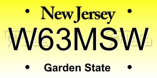 W63MSW New Jersey License Plate