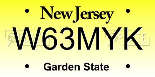 W63MYK New Jersey License Plate