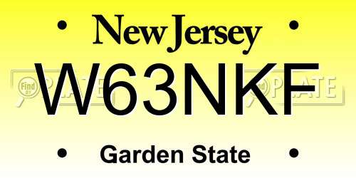 W63NKF New Jersey License Plate