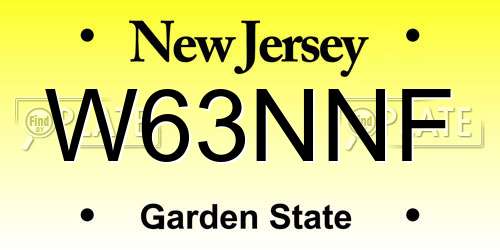 W63NNF New Jersey License Plate