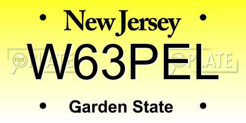 W63PEL New Jersey License Plate
