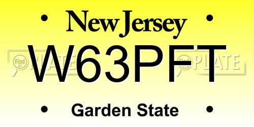W63PFT New Jersey License Plate