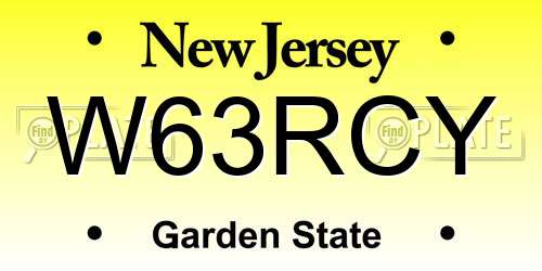 W63RCY New Jersey License Plate
