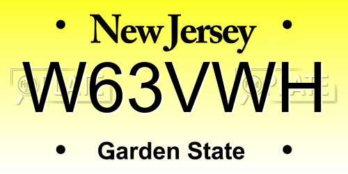 W63VWH New Jersey License Plate