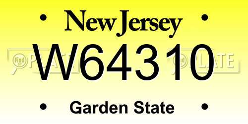 W64310 New Jersey License Plate