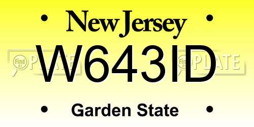 W643ID New Jersey License Plate
