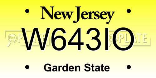 W643IO New Jersey License Plate