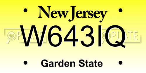 W643IQ New Jersey License Plate