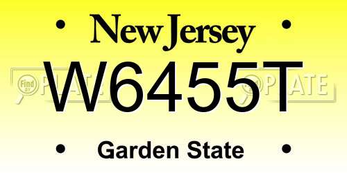W6455T New Jersey License Plate