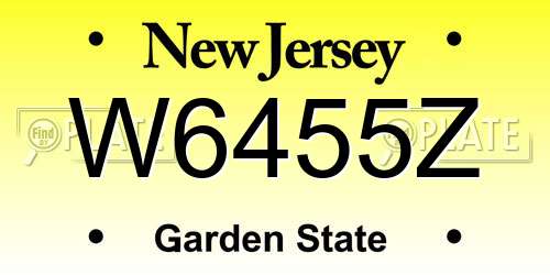 W6455Z New Jersey License Plate