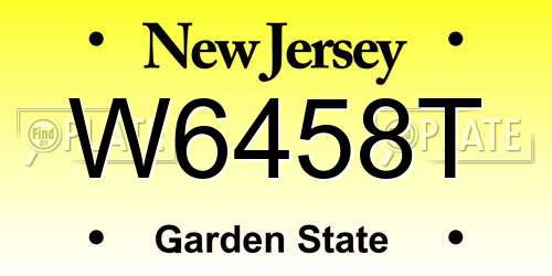 W6458T New Jersey License Plate