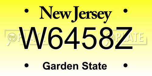 W6458Z New Jersey License Plate