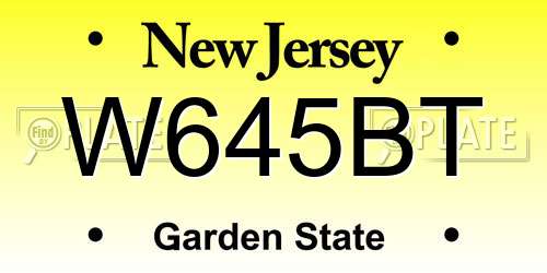 W645BT New Jersey License Plate