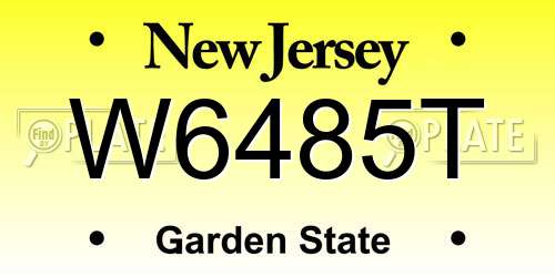 W6485T New Jersey License Plate
