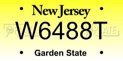 W6488T New Jersey License Plate