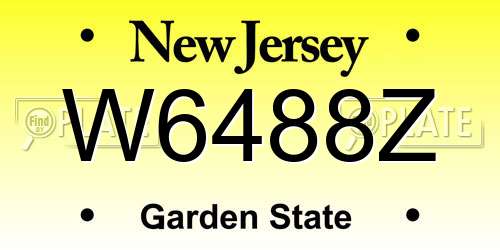 W6488Z New Jersey License Plate