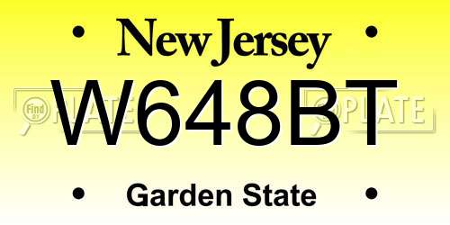W648BT New Jersey License Plate