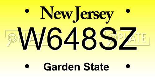 W648SZ New Jersey License Plate