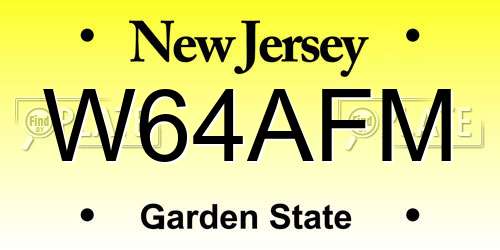 W64AFM New Jersey License Plate
