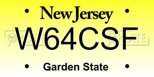 W64CSF New Jersey License Plate