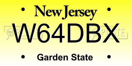 W64DBX New Jersey License Plate