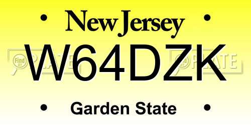 W64DZK New Jersey License Plate