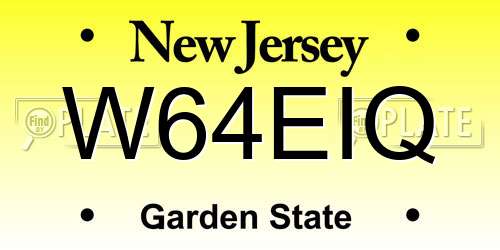 W64EIQ New Jersey License Plate