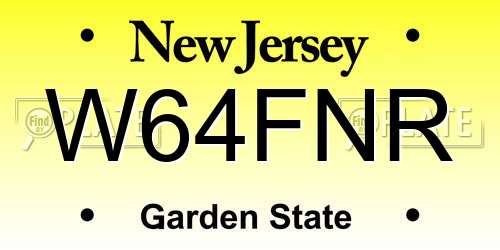 W64FNR New Jersey License Plate