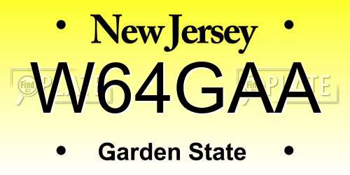W64GAA New Jersey License Plate